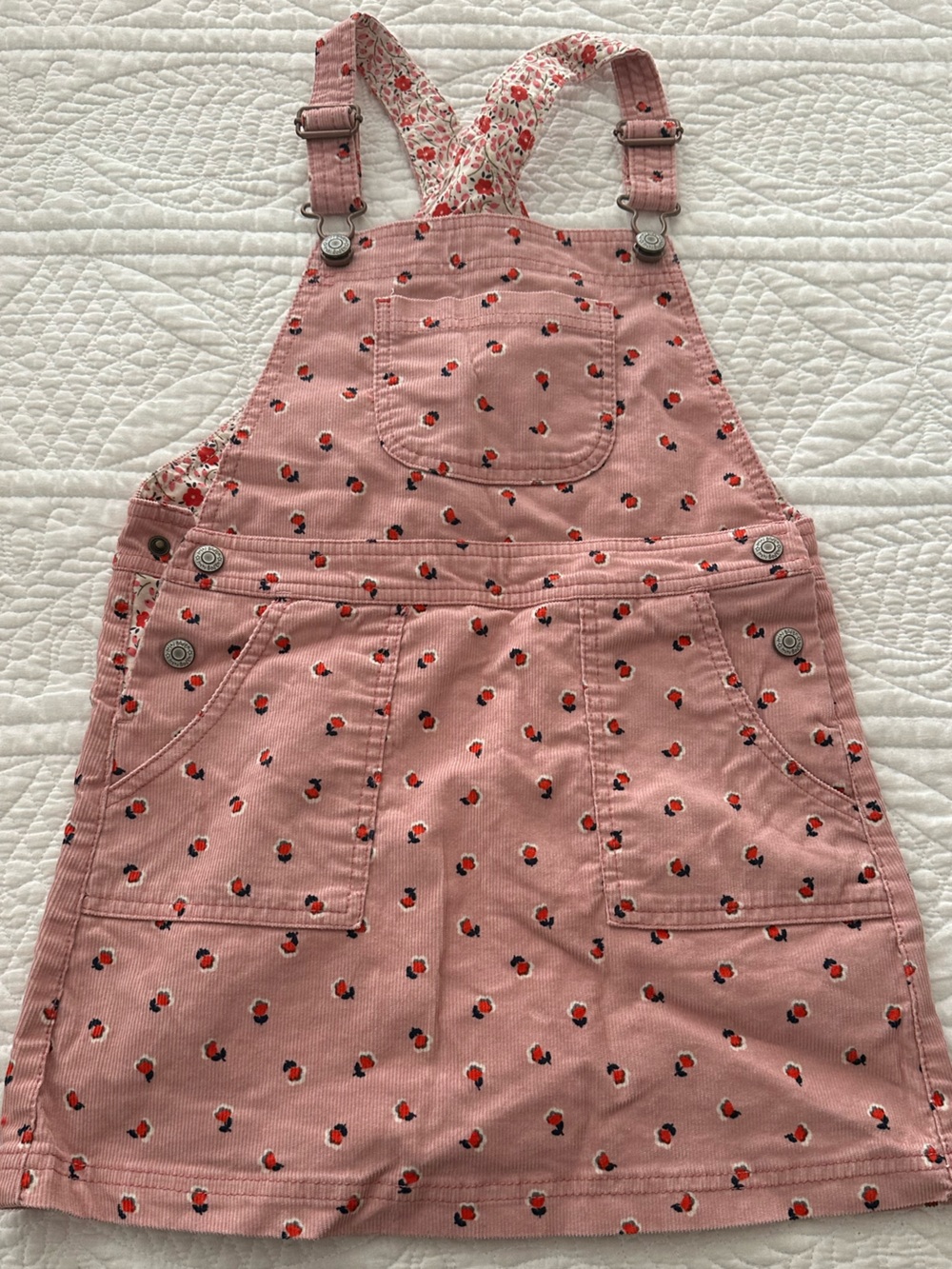 EUC Boden Pink Strawberry Print Kids overall dress
